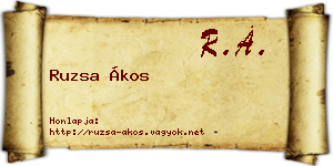 Ruzsa Ákos névjegykártya